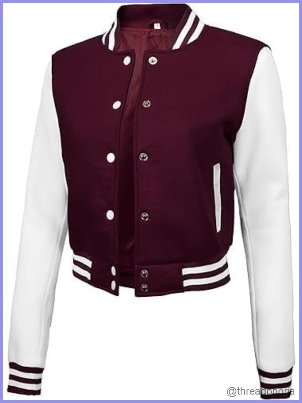 Women's Fleece Varsity Bomber Jacket Cropped Letterman Snap Button
